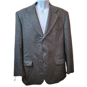 Brooks Brothers 1818 Suit Blazer Dark Gray Pinstripe Flannel Wool Coat 40R Flaw*